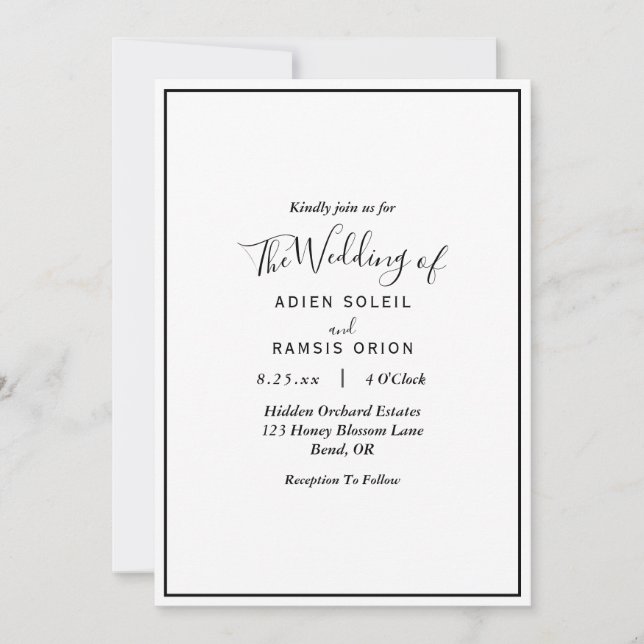Invitation Mariage Élégant Moderne avec Tous les Détails dans (Devant)