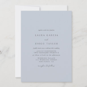Invitation Mariage Élégant Moderne Bleu Poussiéreux