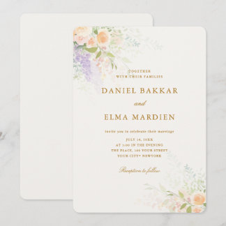 Invitation Mariage Élégant Moderne Bohème aux Fleurs Sauvages