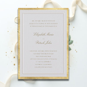 Invitation Mariage Élégant Moderne Classique Élévé Or Ivoire