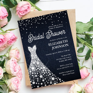 Invitation Mariage Élégant Moderne en Jean et Diamants