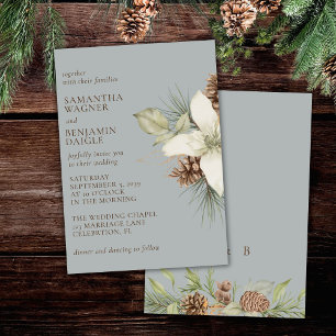 Invitation Mariage élégant, moderne, gris de pin d'hiver