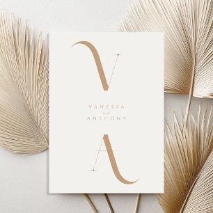 Invitation Mariage Élégant Moderne Minimaliste Ivoire et Brun