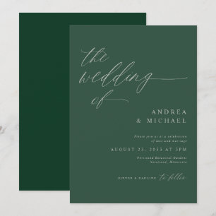 Invitation Mariage Élégant Moderne Monochrome Vert Émeraude