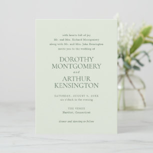Invitation Mariage élégant moderne Sage Green
