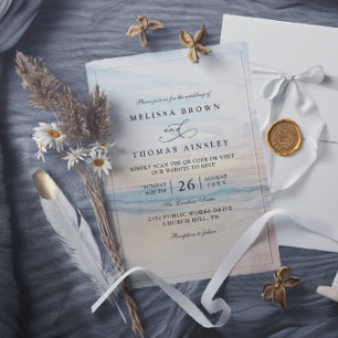 Invitation Mariage élégant moderne sur la plage au coucher du