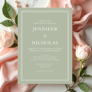 Invitation Mariage Élégant Moderne Vert Sauge
