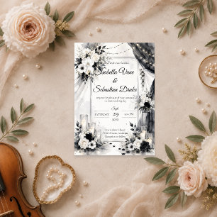 Invitation Mariage Élégant Monochrome