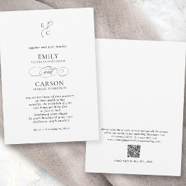 Invitation Mariage élégant Monogramme moderne Logo QR Code