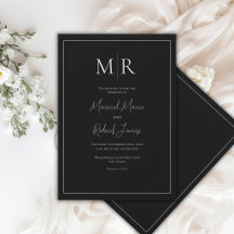 Mariage Élégant Monogramme Noir & Blanc Moderne
