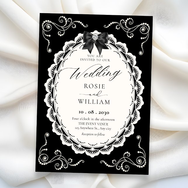 Invitation Mariage élégant noir  (Créateur téléchargé)