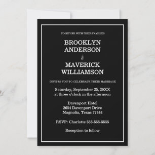 Invitation Mariage Élégant Noir & Blanc