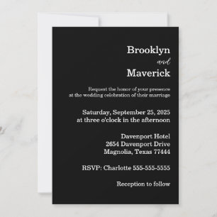Invitation Mariage Élégant Noir & Blanc