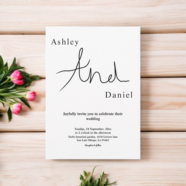 Invitation Mariage Élégant Noir Et Blanc Minimal Chic (Créateur téléchargé)