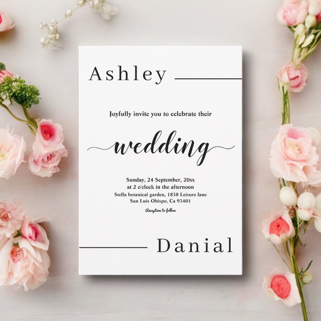 Invitation Mariage Élégant Noir Et Blanc Minimal Moderne (Créateur téléchargé)