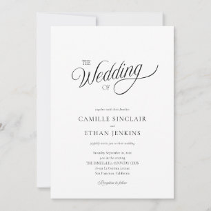 Invitation Mariage Élégant Noir et Blanc Tout en Un