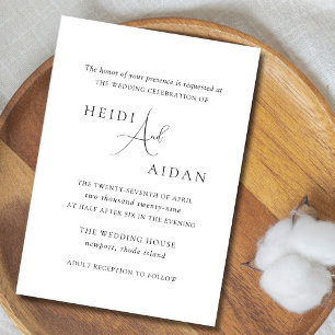 Invitation Mariage Élégant Noir et Blanc Vieille Fortune