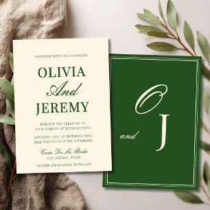 Invitation Mariage Élégant "Old Money" Vert Forêt et Crème