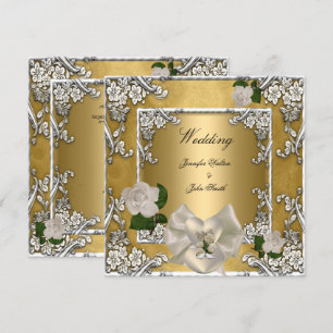 Invitation Mariage élégant or crème rose argent