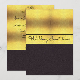 Invitation Mariage élégant or et noir