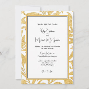 Invitation Mariage élégant or et noir