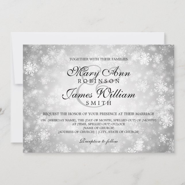 Invitation Mariage élégant Pays des merveilles hivernales Écl (Devant)