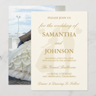 Invitation Mariage Élégant Photo Ivoire Vintage