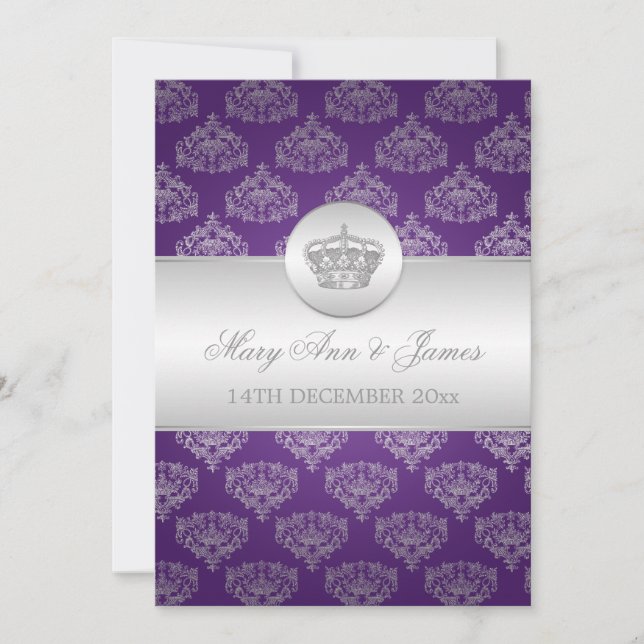 Invitation Mariage élégant Purple de la Couronne royale (Devant)