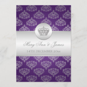 Invitation Mariage élégant Purple de la Couronne royale