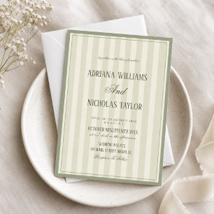 Invitation Mariage élégant rayé de vert pastel