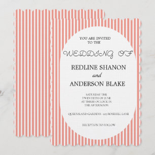 Invitation Mariage élégant rayé orange mandarine vif