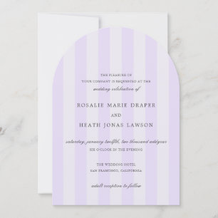 Invitation Mariage élégant rayures violettes modernes