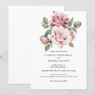 Invitation Mariage Élégant Romantique Moderne Chic Rose Rose