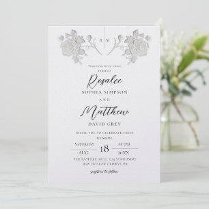 Invitation Mariage Élégant Rose Blanche & Noir