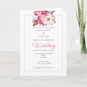 Invitation Mariage élégant rose Floral Magnolia