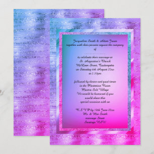 Invitation Mariage élégant, rose vif, violet à motifs multipl