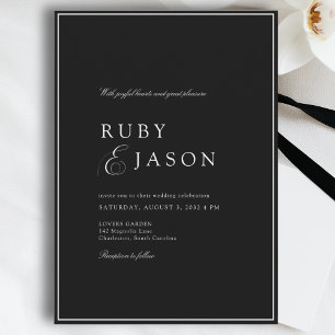 Invitation Mariage élégant royal noir et blanc