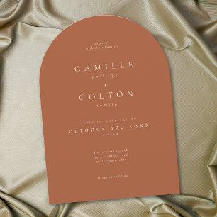 Invitation Mariage Élégant Rust Terracotta Minimaliste Arch