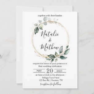 Invitation Mariage Élégant Rustique avec Feuilles de Eucalypt