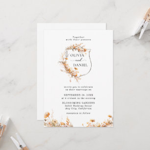 Invitation Mariage Élégant Rustique Fantaisiste aux Fleurs Sa