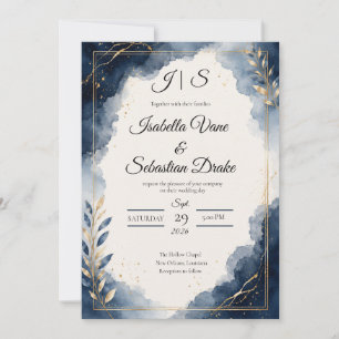 Invitation Mariage Élégant Saphir Minimaliste Luxe