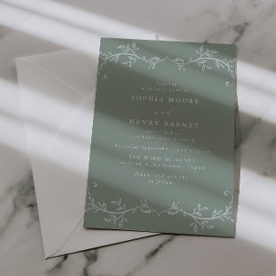 Invitation Mariage Élégant Sauge Art Botanique en Ligne