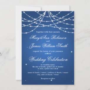 Invitation Mariage élégant scintillant bleu de cordon