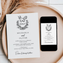 Mariage Élégant Script Colombes Botaniques Minimal