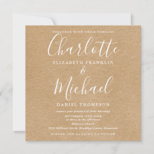 Invitation Mariage Élégant Script Rustique Tout-en-un