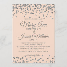 Invitation Mariage élégant Silver Faux Parties scintillant Co