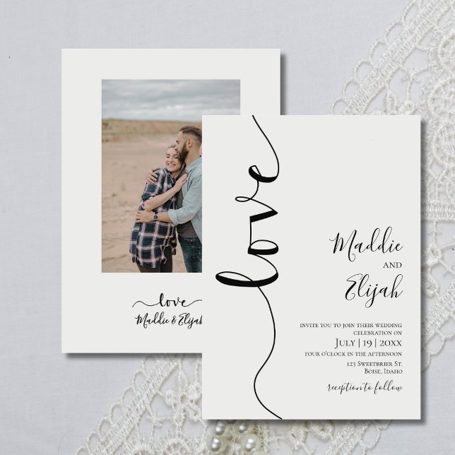 Invitation Mariage, Élégant, Simple, Typographie, Script, (Créateur téléchargé)