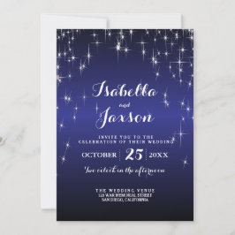 Invitation Mariage Élégant sous les Étoiles dans une Nuit Ble
