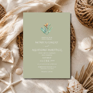 Invitation Mariage élégant sur la plage tropicale de l'oiseau