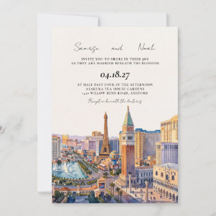 Invitation Mariage élégant sur la skyline de Las Vegas